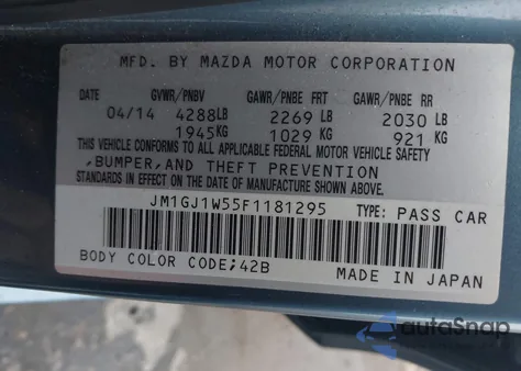 2015 Mazda Mazda6 I Grand Touring из США, поврежденный, VIN JM1GJ1W55F1181295